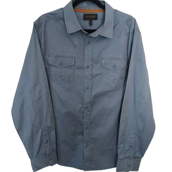 Brothers & Sons Long Sleeve Button Down Midweight Blue Shirt Mens Sz Large NWOT - Picture 2 of 7